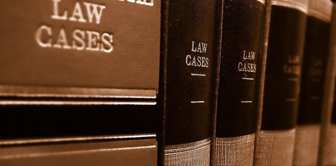Photo of a line of books about law cases