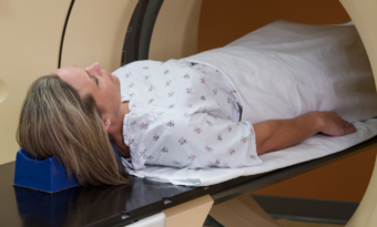 Woman has CT scan for cervical cancer