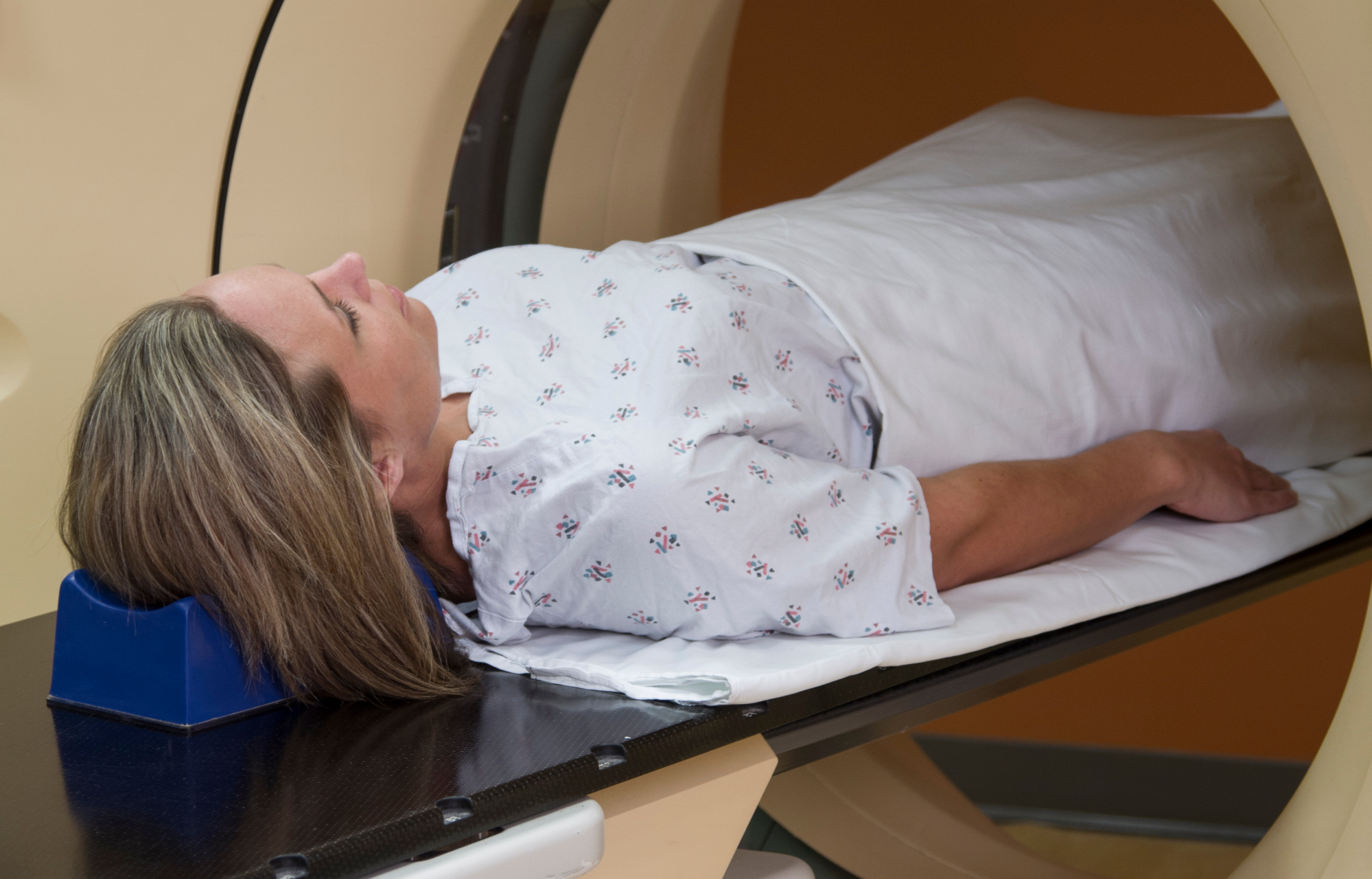Woman has CT scan for cervical cancer