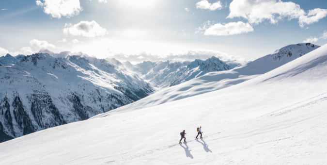 Skiiers on a mountainside