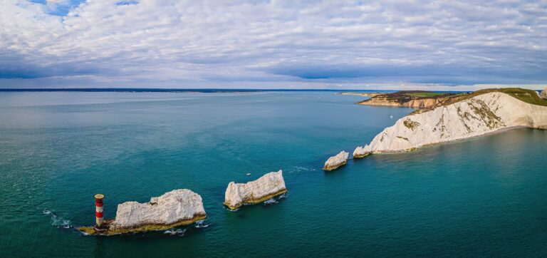 Aerial,Panoramic,View,Of,The,Needles,Of,Isle,Of,Wight,