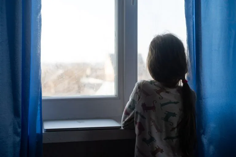 Kid's,Depression.,Unhappy,Little,Girl,Sitting,Feeling,Lonely,Near,Window