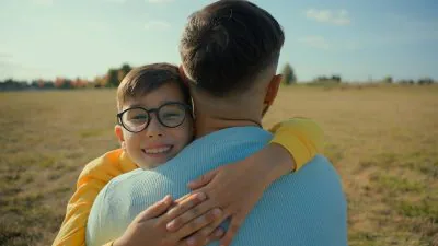 Happy,Caucasian,Smiling,Little,Boy,Cute,Kid,Son,Hugging,Embracing